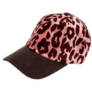 Claire’s Leopard Velveteen Baseball Pink Cap